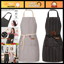 2 Pack Adjustable Bib Apron with 2 Pockets - Chef Cooking Kitchen Aprons for Men