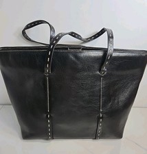 Wilson Leather Black Large Tote Double Handle Purse 14.5x10x4"