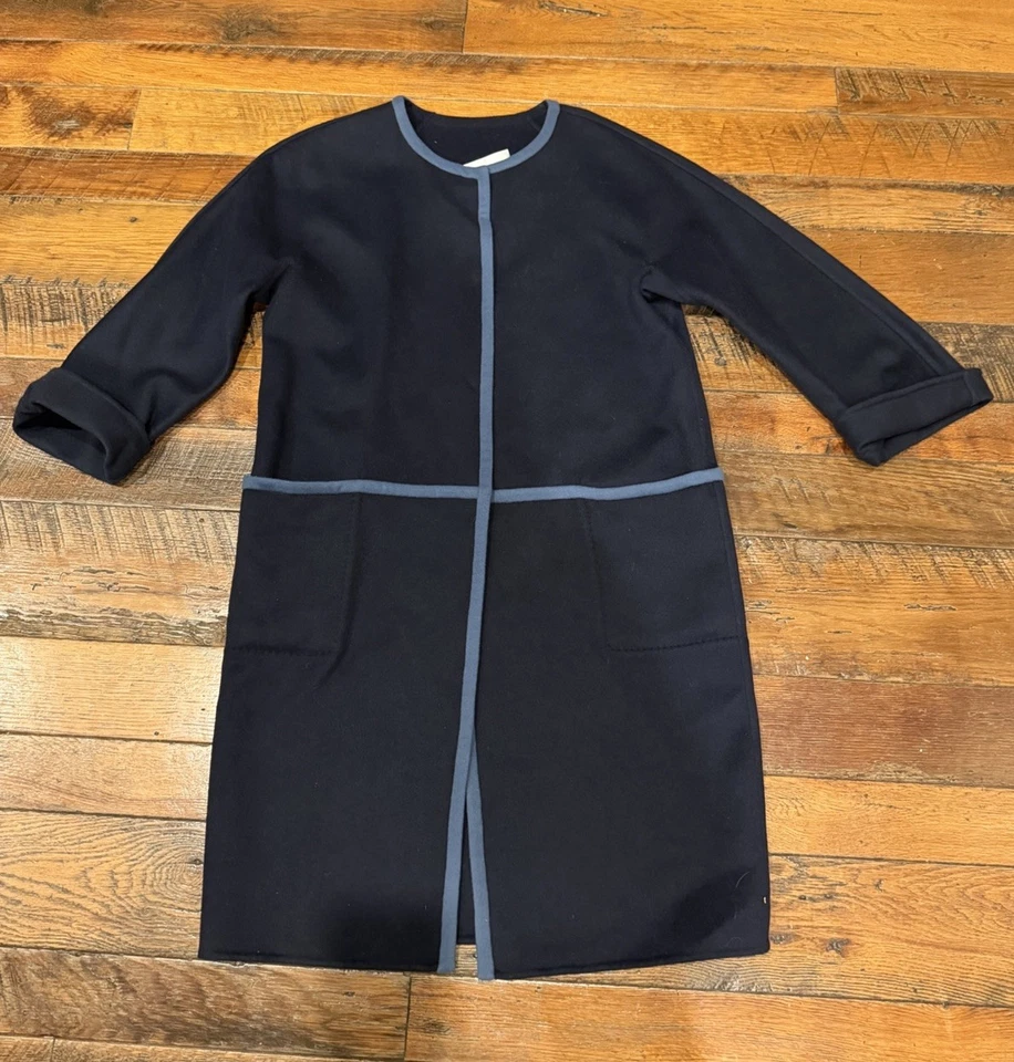 Auténtico abrigo MAX MARA azul marino de lana y angora, talla 10 Foto 2 de 4