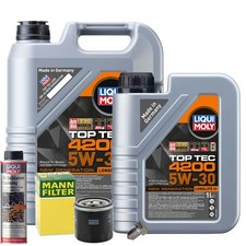 Motoröl 5W30 LIQUI MOLY 6L+MANN Ölfilter+Ölschlammspülung+Ölablassschraube