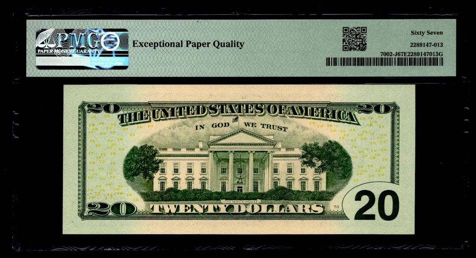 2017A $20 FRN KANSAS CITY. FR: 7002-J. PMG: 67 EPQ. RARE NEAR SOLID S/N 11111131 - Image 2 of 4