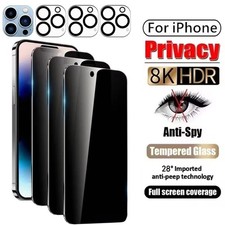 For iPhone 17 16 15 14 13 12 11 Pro Max Privacy Glass Screen Camera Protector