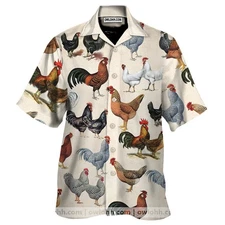 Different Breeds Of Chickens Unisex Hawaiian Shirt