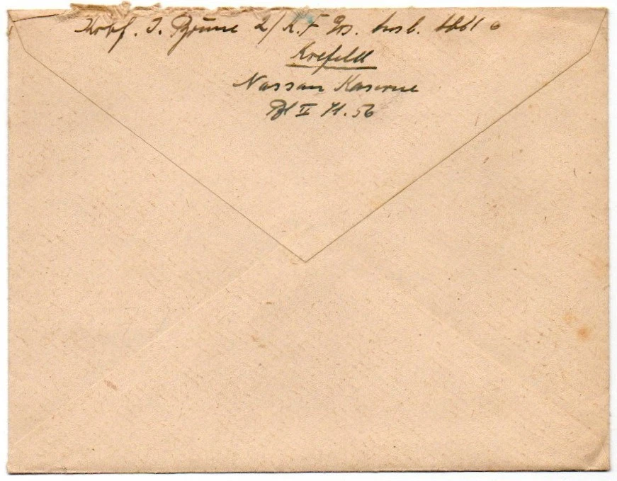 Feldpost WK II - mit stummen Feldpoststempel KREFELD nach Osnabrück #B398 - Bild 2 von 2