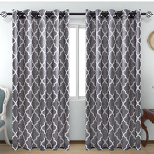 Grey Eyelet Window Grommet Curtains Set of 2 - 66 X 90 Inches Long