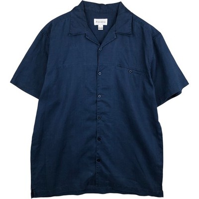 Used FrescoLino short-sleeved open-collar linen shirt boxy fit men's size L ...