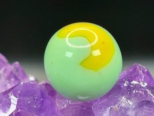 Vintage Peltier Glass Peerless Patch Marble - Yellow Mint Green - .63" Pretty