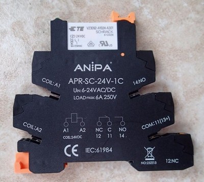 Anipa Slim Relay, 24VDC Coil, 6A/250VAC Contact, V23092-A1024-A301