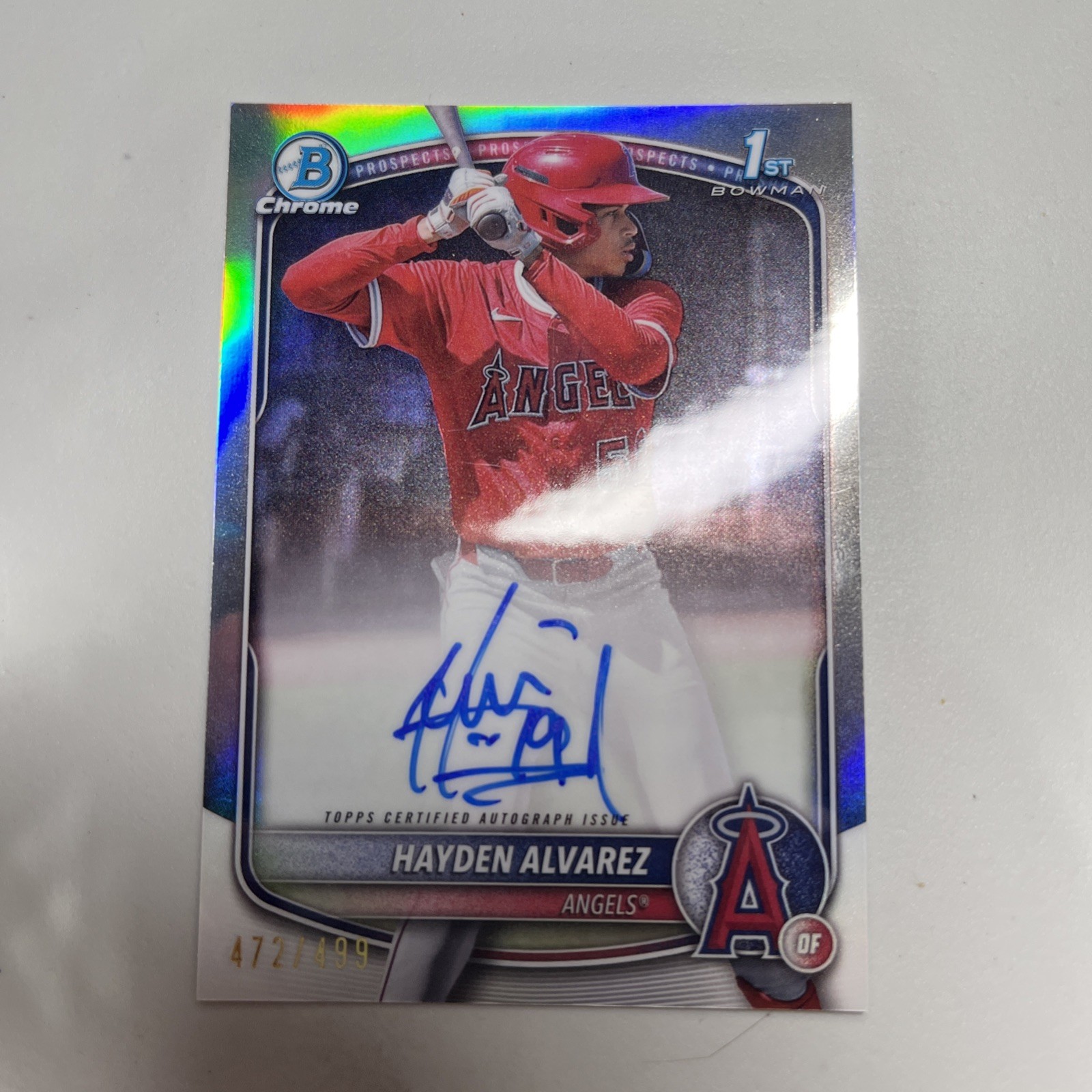 HAYDEN ALVAREZ 2025 BOWMAN CHROME 1ST AUTOGRAPH REFRACTOR AUTO /499