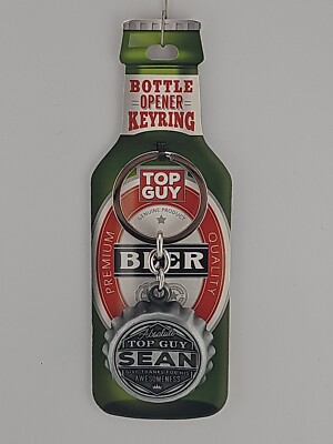 SEAN Bottle Cap Opener Key Ring Bottle Opener Personalised Name H&H Top Guy 