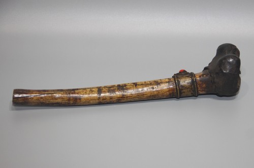 Real Rare Tibet 17th Century Old Antique Buddhist Ritual Kangling Trumpet Horn - Picture 7 of 16