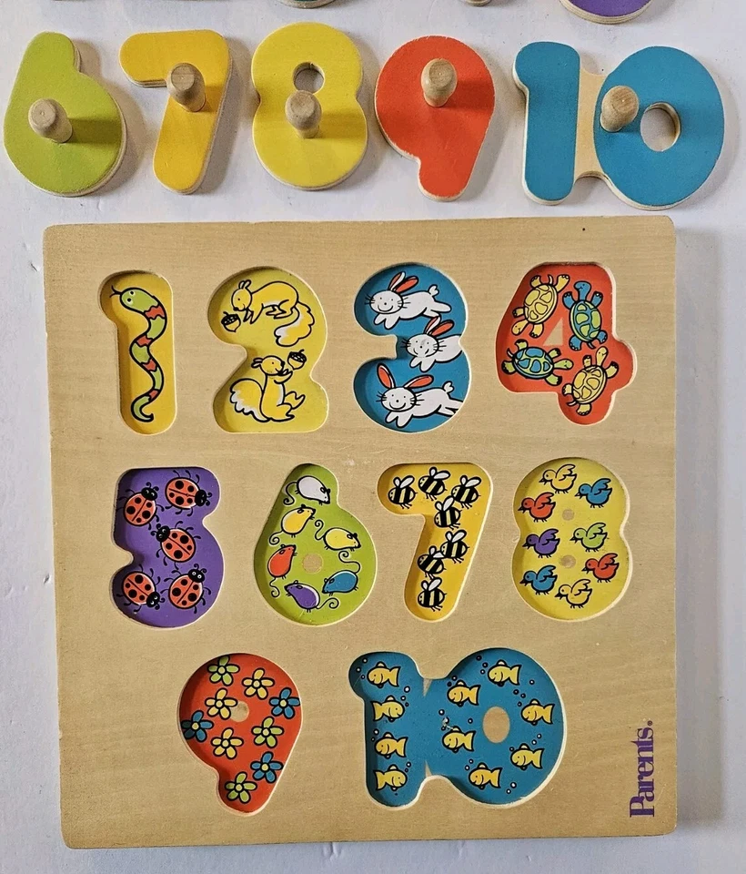 Vintage Parents Wood Puzzles Numbers & Alphabet Colorful - Image 4 of 4