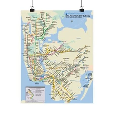 MTA NYC Subway Map Poster December 2001 (3 Months After 9/11)
