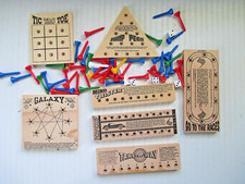 Lot of 7 Wooden Peg Board Games With Pegs