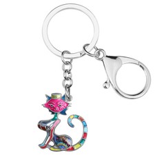 Enamel Alloy Adorable Kitten Cat Keychains Key Ring Pets Jewelry Charms Gifts