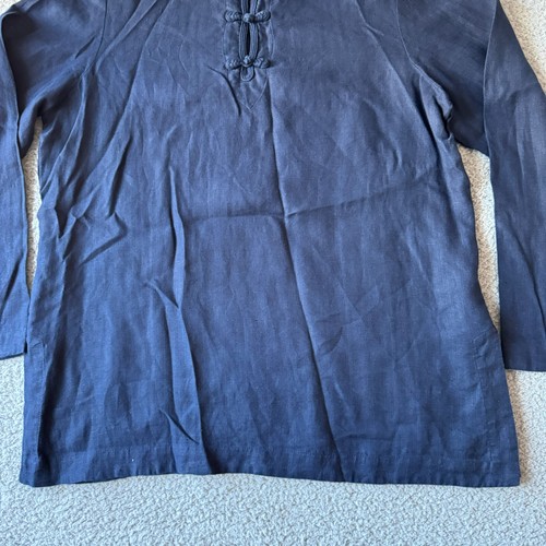 NUEVA Camisa Lauren Ralph Lauren Para Hombres Extra Grande Azul Cuello Chino 100% Lino - Imagen 3 de 10