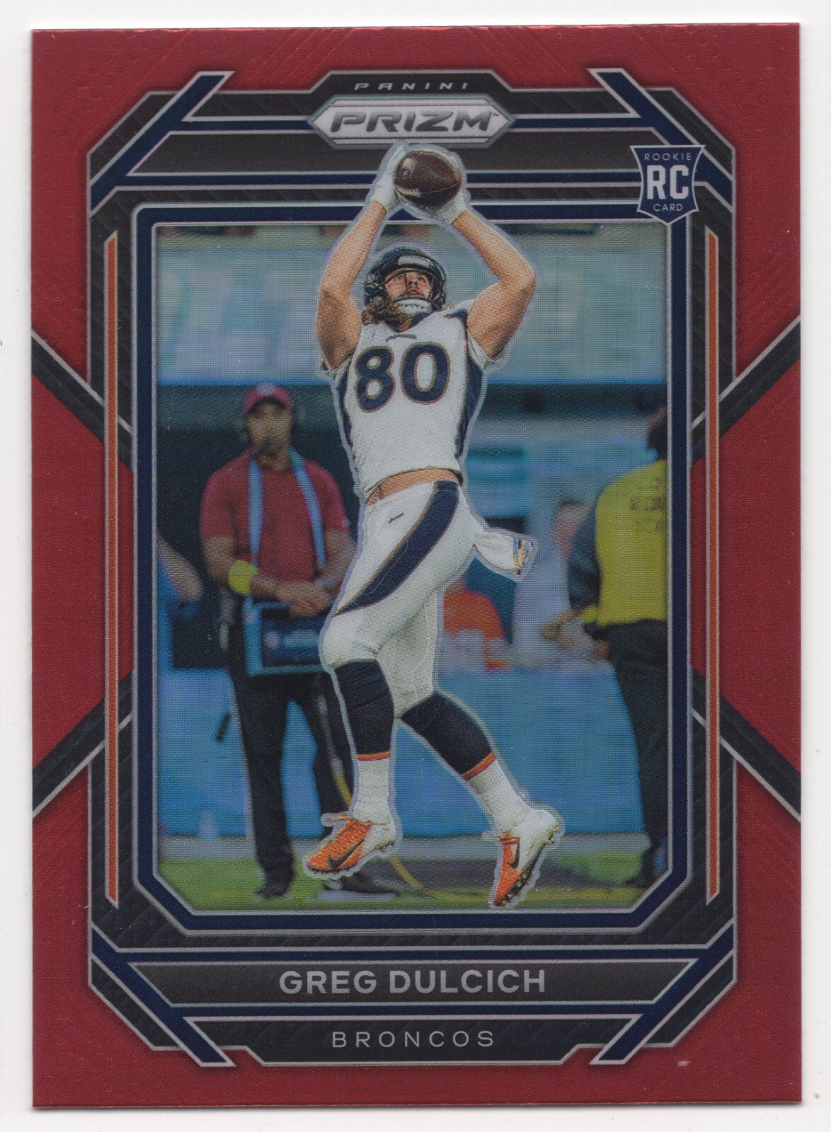 2022 Panini Prizm GREG DULCICH #360 Retail Red Prizm SSP-Denver Broncos