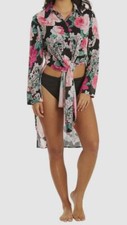 106 Carmen Marc Valvo Women's Pink Convertible Tie-Front Shirt Swimsuit Size S