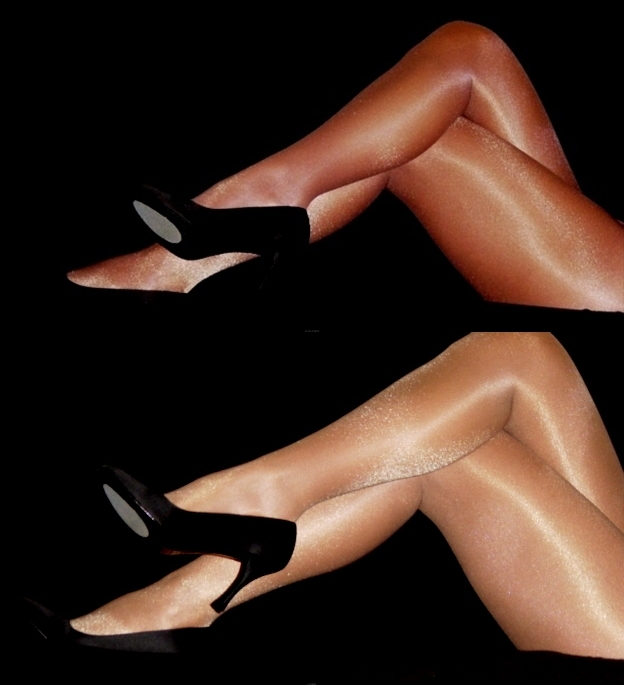 2 Q Peavey Suntan & Skintone High Gloss Tights Hooters Uniform 40 Denier Sheer