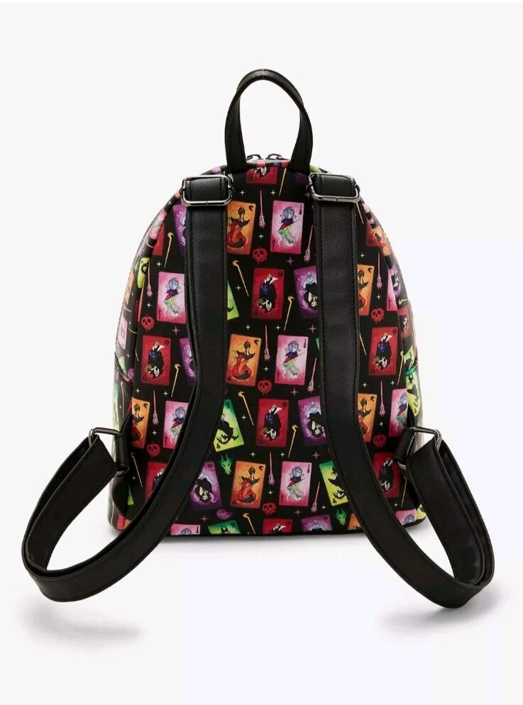 Loungefly Disney Villains Cards Mini Backpack Allover Print  display picture 2