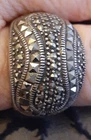 Vintage Estate Fine Sterling Silver Marcasite Dome unisex Ring Size 8   925