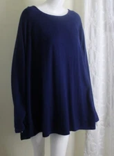 NWT Mynt 1792 Sz 3X Quality Navy Blue 100% Wool Round Neck Tunic Sweater Top