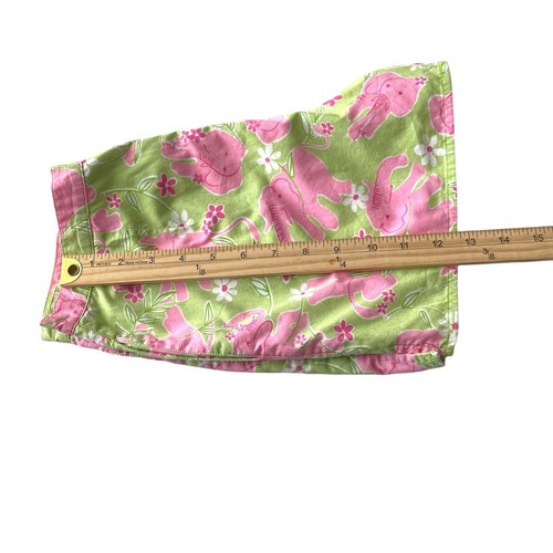 Lilly Pulitzer Vintage Girls Youth Shorts Size 14 Pink Green Elephant Shorts - Picture 9 of 9