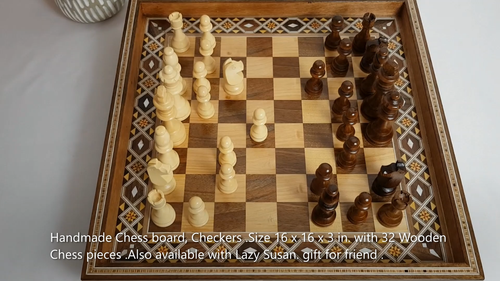 Handmade Chess board, Checkers .Size 16 x 16 x 2 in. Christmas gift - Video 1 of 1