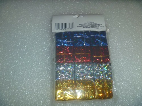 12 Tiny Shiny Foil Gift Box Ornaments? ~*~NIP~*~4 Colors By Christmas House - Picture 2 of 3