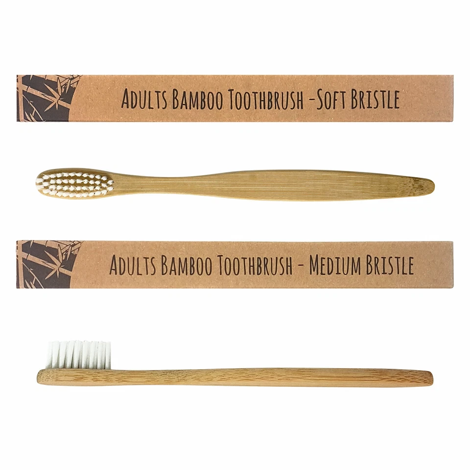 WS ACCESSORIES Bamboo Toothbrush Eco Friendly Biodegradable Adult Kids Vegan Soft Medium Wooden