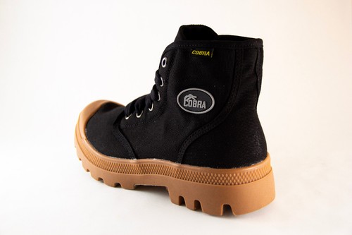 Men Casual Boot Cobra Lofa Hi Canvas Lace-Up Black Gum Original Brand New - Picture 3 of 8