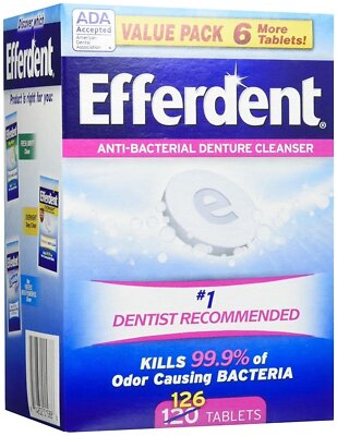 Efferdent Complete Clean Anti-Bacterial Denture Cleanser Tablets 126 Ct 2 Pack