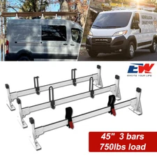 3 Bar Van Roof Ladder Rack 750lbs Load For RAM ProMaster City 2015+ White Steel
