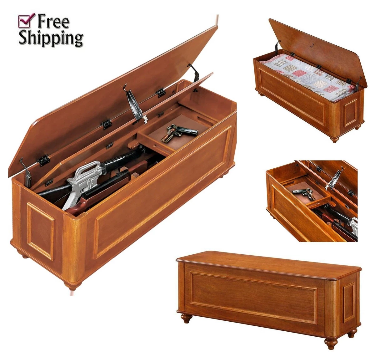 Gun Concealment Bench Cabinet 5 Rifles Storage Shotgun Firearm