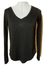 SELENA GOMEZ Live Love Dream Lace up sides T-shirt Top XS Black slub knit LongSl