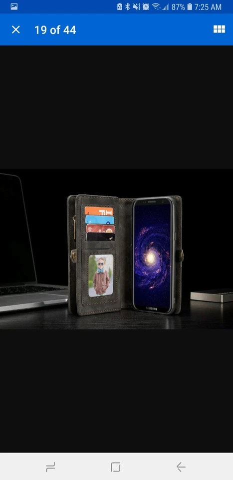 Genuine Leather Purse Wallet Case For Galaxy S8/S8+ S9 Magnetic Removable Cover - Image 2 of 4