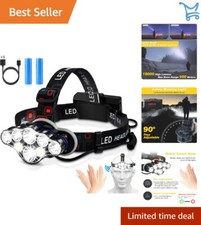 Rechargeable Headlamp 18000 Lumens Waterproof 8 LED Modes for Outdoor Hiking