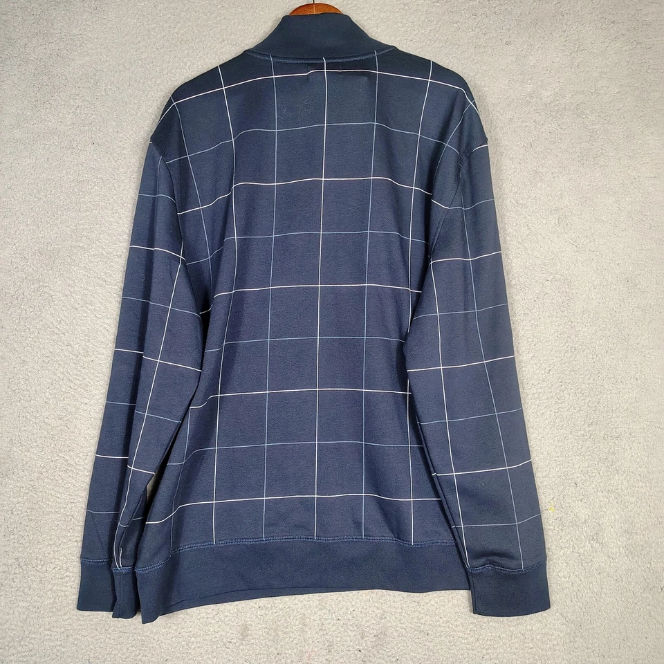 Moletom Nautica masculino 2XL xadrez marinho forrado de lã 1/4 zíper manga longa aconchegante novo com etiquetas - Imagem 2 de 4