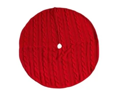 Winter Wonder Lane 48" Red Cable Kit Tree Skirt Holiday Home Decor