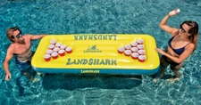 Landshark Floating Beer Pong Pool Raft Island Style Lounger Beach Lake New Seald