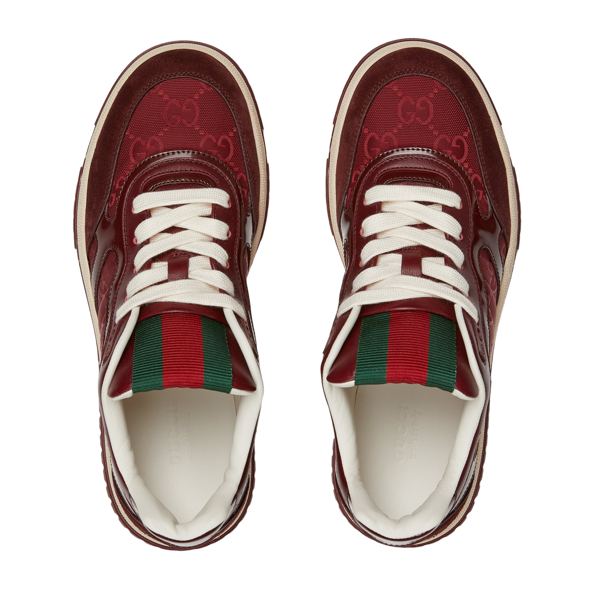 Gucci Re-Web $1150 Women's Rosso Ancora Red GG Canvas Sneakers New