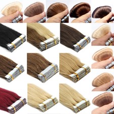 Tape in Hair Extensions Invisible Glue Skin Weft Brazilian Remy Human Hair 20-40