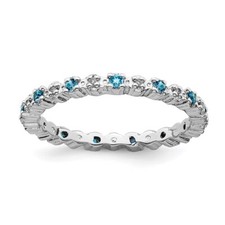 Sterling Silver Stackable Expressions Blue Topaz Diamond Ring