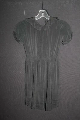 Rare Français Vintage 1960'S Noir Rayon Crêpe Robe Fille Taille 5-6 Ans - Photo 1/4