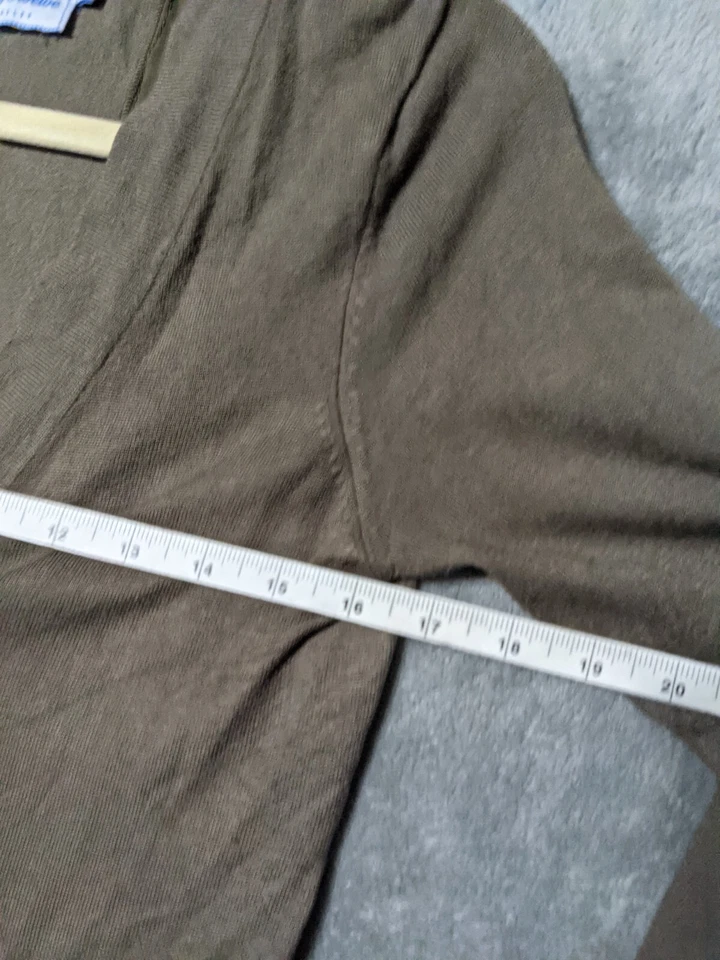 Vintage Sweater XS(0-2) TWELVE by TWELVE Women Cardigan Sheer Back Fall Green - Image 3 of 4