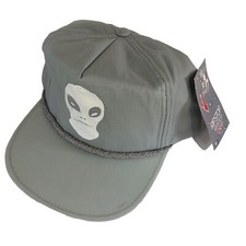 Yupoong Ripstop Nylon Waterproof Gray W Alien Head Graphic Vintage Hat Nwt Rare