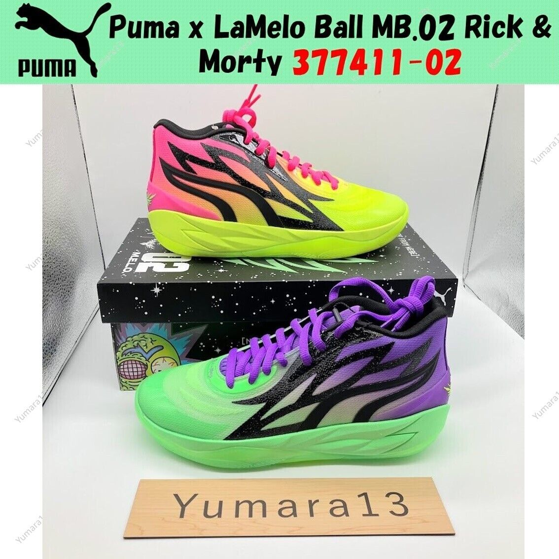 Puma x LaMelo Ball MB.02 Rick & Morty 377411-02 Men's Size Puma x LaMelo Ball MB.02 Rick & Morty 377411-02 Men's Size
