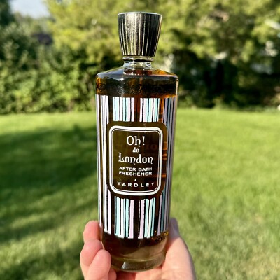 Vtg OH! de London Cologne YARDLEY after bath Striped Bottle Dated 1969 8 FL. OZ.