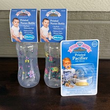 Lot of BABY KING Pacifier  Printed Nurser Bottles 9 Ounce w/ Nipples NOS New