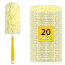 360 Duster Refills Kit, 20 Count Heavy Duty Disposable Microfiber Dusters (Ye...